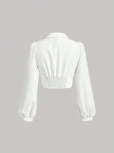 Lapel Neck Double Breasted Crop Blouse